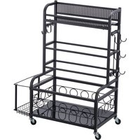 Mophorn Yogamatten-Aufbewahrungsregal, Home-Gym-Organizer, Stahlhalter mit Haken und Rädern, Gewichtsständer für Hanteln, Kugelhanteln, von MOPHORN