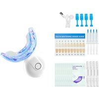 Mophorn Zahnaufhellungsset mit LED-Licht, Aufhellungsstreifen, Stiften und U-förmigem Tablett, kabelloses tragbares Set zur effektiven Entfernung Mophorn Zahnaufhellungsset mit LED-Licht, Aufhellungsstreifen, Stiften und U-förmigem Tablett, kabelloses tragbares Set zur effektiven Entfernung von MOPHORN