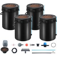 Mophorn - dwc Hydroponisches Anbausystem, erweitertes Hydroponik-Setup mit Top-Drip-Kit, 5 Gallonen (4 Eimer), Luftpumpe, Steinen und von MOPHORN
