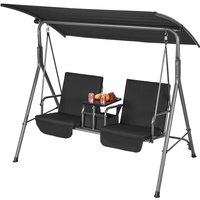 Mophorn - vevor 2-Sitzer-Hollywoodschaukel Terrassenschaukel mit verstellbarem Baldachin, Aufbewahrungstasche und drehbarem Tablett Oxford-Gewebe und Mophorn - vevor 2-Sitzer-Hollywoodschaukel Terrassenschaukel mit verstellbarem Baldachin, Aufbewahrungstasche und drehbarem Tablett Oxford-Gewebe und von MOPHORN