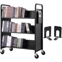 Mophorn - vevor Bibliothekswagen 1000 x 510 x 1250 mm Abräumwagen 3 Regale Bücherwagen Kohlenstoffstahl + kaltgewalzte Stahlplatte Servierwagen 150 von MOPHORN
