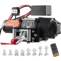 Mophorn - vevor Elektrische Seilwinde 12V 4500lbs/2041kg Offroad Motorwinde Seilzug Elektrowinde Stahlseil mit kabelgebundener Fernbedienung Schwarz von MOPHORN