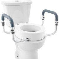 Mophorn - vevor Toilettensitzerhöhung, 88,9 mm Hoch, Tragkraft 136 kg, für Runde Standardtoiletten, Aluminium-Handlauf, mit EVA-Armlehnenpolster, für von MOPHORN
