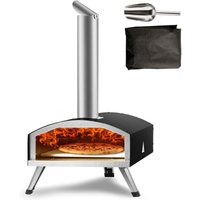 Mophorn - vevor Tragbarer Pizzaofen Outdoor 304,8 mm, Gas Holzpellets Holzkohle Pizzaofen, Edelstahl Pizzaofen, Max. 540 ℃ Holzpelletsschaufel & von MOPHORN
