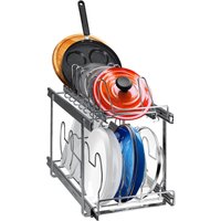 Pfannen- und Topfregal, 2-stöckig, erweiterbar, ausziehbar, Organizer für unter den Schrank, Regale für Backbleche, verstellbare Drahtteiler, Pfannen- und Topfregal, 2-stöckig, erweiterbar, ausziehbar, Organizer für unter den Schrank, Regale für Backbleche, verstellbare Drahtteiler, von MOPHORN