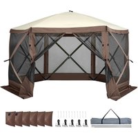Pop-Up-Pavillon-Zelt, 6-seitiger Sonnendach-Sonnenschutz mit abnehmbaren Sichtschutzplatten und Netzfenstern, 12,5 x 12,5 Fuß großes, schnell von MOPHORN