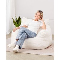 Sitzsack, 3 Fuß, weiche Armlehnen und Aufbewahrungstasche, 25D Memory Foam, Teddysamt, weiß - Mophorn von MOPHORN