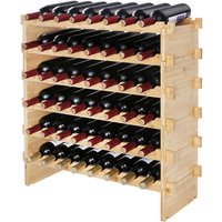 Stapelbares modulares Weinregal für 48 Flaschen, 6-stufiges Präsentationsregal aus Bambusholz - Mophorn von MOPHORN