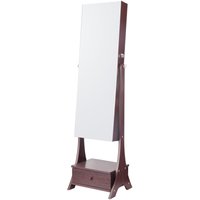 Stehender Spiegel-Schmuckschrank, Verschließbar, Samt ausgekleidet, led, Schublade, Vollständig, Braun, Freistehend Organizer - Mophorn von MOPHORN