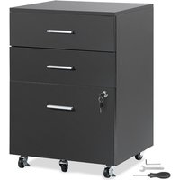 VEVOR 3-Stockiger Aktenschrank Beistellcontainer mit 3 Schubladen + 2 Schlüsseln, 63,5 kg Belastbar Tragfähigkeit, Büro Wohnzimmer Lagerschrank, 450 von MOPHORN