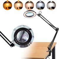 Mophorn - vevor 64 led Lupenleuchte Lupenlampe Arbeitsleuchte mit Klemme Arbeitsplatzlampe Tischlampe 5xVergrößerung, 5-Farben-Dimmung, 110mm von MOPHORN