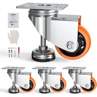 Mophorn - vevor Industrierollen, 4er-Set, 720 lbs Gesamttragfähigkeit, 3 Zoll Durchmesser, robuste 360-Grad-Lenkrollen, verstellbare Rollen mit Füßen von MOPHORN