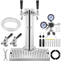 Vevor Kegerator-Turm-Kit, Bier-Umrüstsatz mit zwei Zapfhähnen, Bier-Turmspender aus Edelstahl mit Doppelmessgerät W21.8-Regler und von MOPHORN
