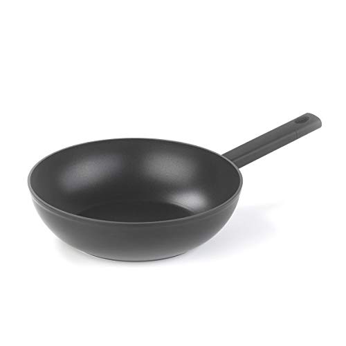 BLACK CODE Q.b. by MOPITA, Antihaft Wok ø 28 cm, Pfanne Induktion und alle Kochfelder, aus geschmiedetem Aluminium, Soft-Touch-Antirutsch-Griff, Mattschwarze Farbe von MOPITA SMART LIVING