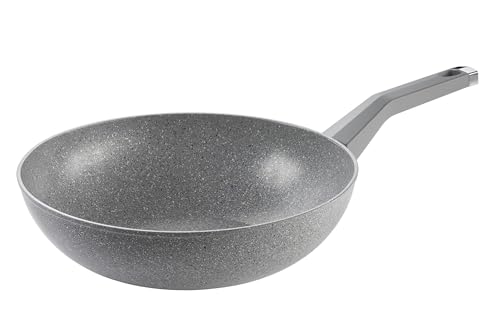 MOPITA Classic Wok mit Antihaftbeschichtung, Durchmesser 28 cm, Induktionspfanne und für alle Herdarten, 5-lagige Beschichtung, rutschfester Soft-Touch-Griff, Steinoptik, hergestellt in Italien von MOPITA SMART LIVING