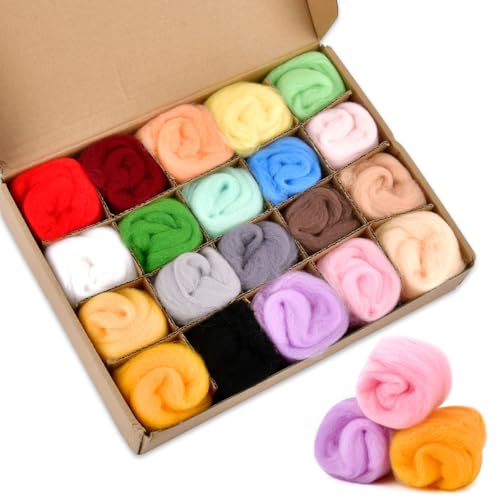 MOPLA 20 Farben Nadelfilz Set,je 10 Gramm Wolle Roving,Farben Filzwolle Set,Filzwolle Märchenwolle,Filzwolle Trockenfilzen Set,Nadelfilzen Starter Set für Nassfilzen und Trockenfilzen DIY Handwerk MOPLA 20 Farben Nadelfilz Set,je 10 Gramm Wolle Roving,Farben Filzwolle Set,Filzwolle Märchenwolle,Filzwolle Trockenfilzen Set,Nadelfilzen Starter Set für Nassfilzen und Trockenfilzen DIY Handwerk von MOPLA