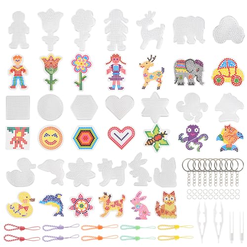 MOPLA 5mm Bügelperlen Platten,20 Stück Transparente Bügelperlen Steckplatten Set Bügelperlen Vorlagen Steckperlen Platten mit bunten Karten, Bügelpapier, Pinzetten, Aufhängeseile MOPLA 5mm Bügelperlen Platten,20 Stück Transparente Bügelperlen Steckplatten Set Bügelperlen Vorlagen Steckperlen Platten mit bunten Karten, Bügelpapier, Pinzetten, Aufhängeseile von MOPLA