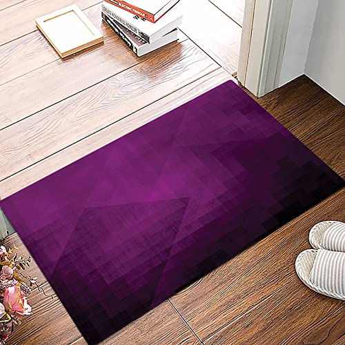 Badematte 50x80cm, Rutschfeste Badteppich, Aubergine, abstrakte lila Quadrate in verblassten Farbschema mit moderner Kuns,Mikrofaser Badvorleger mit, Wasserabsorbierende Weiche teppiche für Badezimmer von MOPPRO