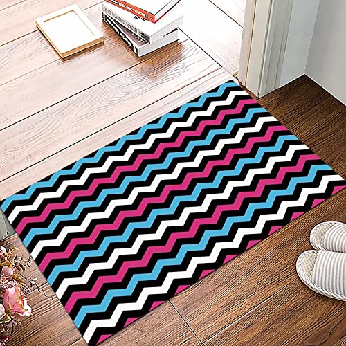 Badematte 50x80cm, Rutschfeste Badteppich, Moderne, farbenfrohe Zick-Zack-Bänder, die abstrakte Chevron-Fliesen mit geome,Mikrofaser Badvorleger mit, Wasserabsorbierende Weiche teppiche für Badezimmer von MOPPRO