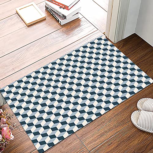 Badematte 50x80cm, Rutschfeste Badteppich, Retro, Würfel-Quadrat-Muster des Art-3D geometrisches altmodisches abstraktes ,Mikrofaser Badvorleger mit, Wasserabsorbierende Weiche teppiche für Badezimmer von MOPPRO
