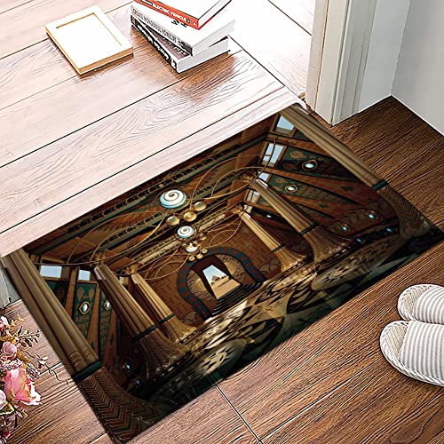 Badematte 50x80cm, Rutschfeste Badteppich, Säule, Grafik eines Gebäudes im Fantasy-Stil mit Säulen 3D-Computergrafik,,Mikrofaser Badvorleger mit, Wasserabsorbierende Weiche teppiche für Badezimmer von MOPPRO