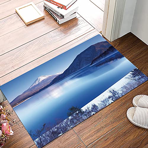 Badematte 50x80cm, Rutschfeste Badteppich, Winter, Fuji Berg im Winter schneebedeckten Hügeln und Mountain Top Japan Foto,Mikrofaser Badvorleger mit, Wasserabsorbierende Weiche teppiche für Badezimmer von MOPPRO