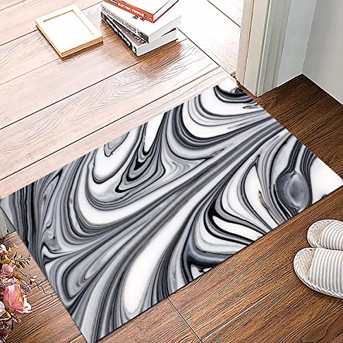 Badematte 50x80cm, Rutschfeste Badteppich, Wohnung, Mischung aus weißer und schwarzer halluzinatorischer surrealer flüssi,Mikrofaser Badvorleger mit, Wasserabsorbierende Weiche teppiche für Badezimmer von MOPPRO