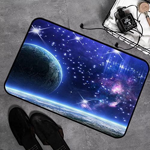 Memory Foam Badezimmer- 40 x 60 cm,Blue Galaxy Sternenhimmel Schöne Erde,Badteppich Saugfähige Rutschfester Badvorleger Waschbar Badematte von MOPPRO