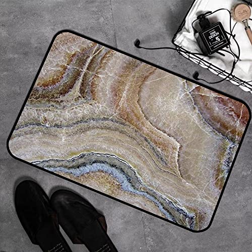 Memory Foam Badezimmer- 40 x 60 cm,Marmor Surreal Onyx Stein Oberflächenmuster mit Naturdetails Künstlerisches Bild Zimtgrau Tan Beige,Badteppich Saugfähige Rutschfester Badvorleger Waschbar Badematte von MOPPRO