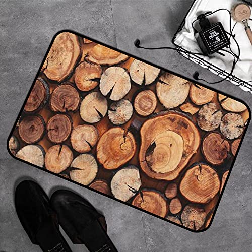 Memory Foam Badezimmer- 40 x 60 cm,Rissansicht Holz Logging Naturteil Top Kreativ Schnitt Textur Lay Logs Abstrakt Rustikal,Badteppich Saugfähige Rutschfester Badvorleger Waschbar Badematte von MOPPRO