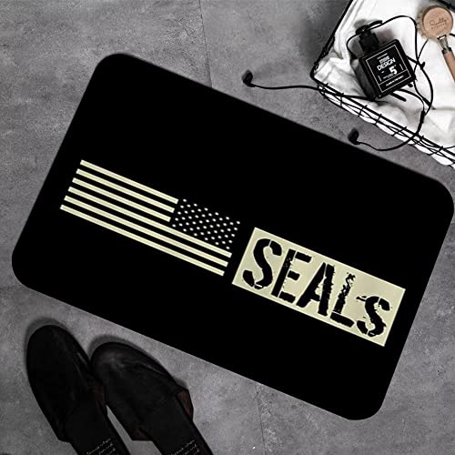 Memory Foam Badezimmer- 40 x 60 cm,US Navy Seals Schwarze Flagge,Badteppich Saugfähige Rutschfester Badvorleger Waschbar Badematte von MOPPRO
