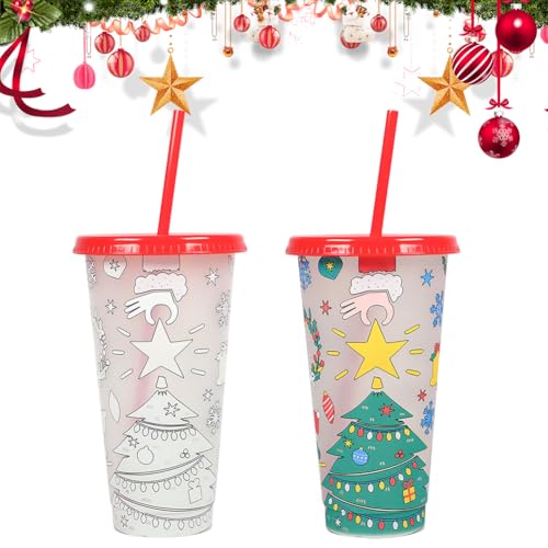 MOPQMKT Plastiktasse farbverändernde Getränketasse mit Deckel Stroh passend für Smoothies Fruchtsaft Kaffee kalte Getränke Wiederverwendbare Plastiktasse passend für Kinder und Erwachsene 710ml MOPQMKT Plastiktasse farbverändernde Getränketasse mit Deckel Stroh passend für Smoothies Fruchtsaft Kaffee kalte Getränke Wiederverwendbare Plastiktasse passend für Kinder und Erwachsene 710ml von MOPQMKT