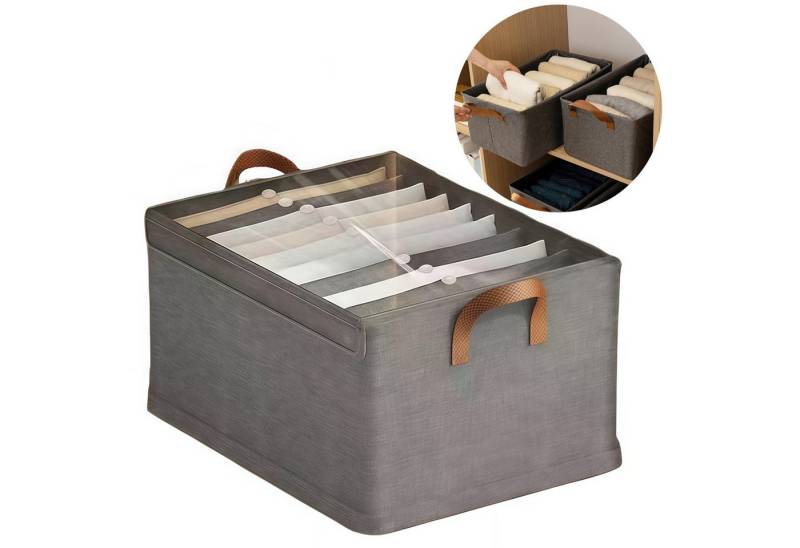 MOPUEA Aufbewahrungsbox Grau Garderobe Kleiderschrank Unterwäschebox (Kleidungssortierung, 1 St., Kleiderschrank-Organisation zu Hause), Transparentem Deckel Aufbewahrungsbox für Kleidung von MOPUEA