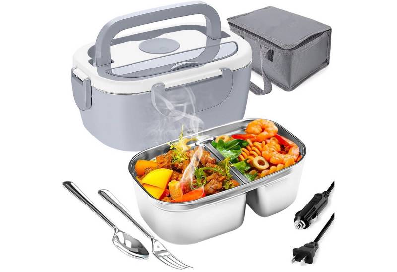 MOPUEA Elektrische Lunchbox 3 in 1 Elektrische Lunchbox, Lunchbox Brotdose aus Edelstahl, (isolierte Lunchbox für Zuhause und Auto) von MOPUEA