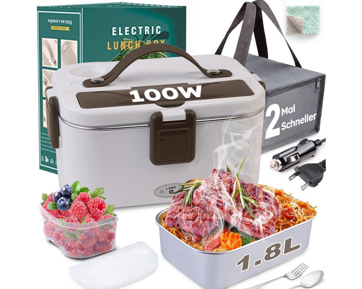MOPUEA Elektrische Lunchbox Elektrische Lunchbox4in1 75W Auto&Zuhause, auslaufsicher,inkl.Besteck, (Elektrische Lunchbox mit Heizelement für Zuhause, Auto und LKW, 1-tlg., 4-in-1 elektrisch beheizte Lunchbox mit 1.8L Behälter und Fächern), Schnelles Aufheizen, auslaufsicher, großer Behälter, mobil MOPUEA Elektrische Lunchbox Elektrische Lunchbox4in1 75W Auto&Zuhause, auslaufsicher,inkl.Besteck, (Elektrische Lunchbox mit Heizelement für Zuhause, Auto und LKW, 1-tlg., 4-in-1 elektrisch beheizte Lunchbox mit 1.8L Behälter und Fächern), Schnelles Aufheizen, auslaufsicher, großer Behälter, mobil von MOPUEA