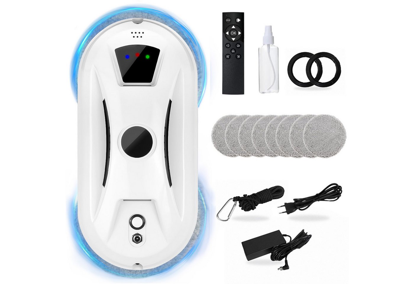 MOPUEA Fensterputzroboter 80W Intelligenter Fensterreinigungsroboter Fenstersauger Fensterputzer, mit USV-Stromausfallschut Fensterreiniger Roboter mit Fernbedienung MOPUEA Fensterputzroboter 80W Intelligenter Fensterreinigungsroboter Fenstersauger Fensterputzer, mit USV-Stromausfallschut Fensterreiniger Roboter mit Fernbedienung von MOPUEA