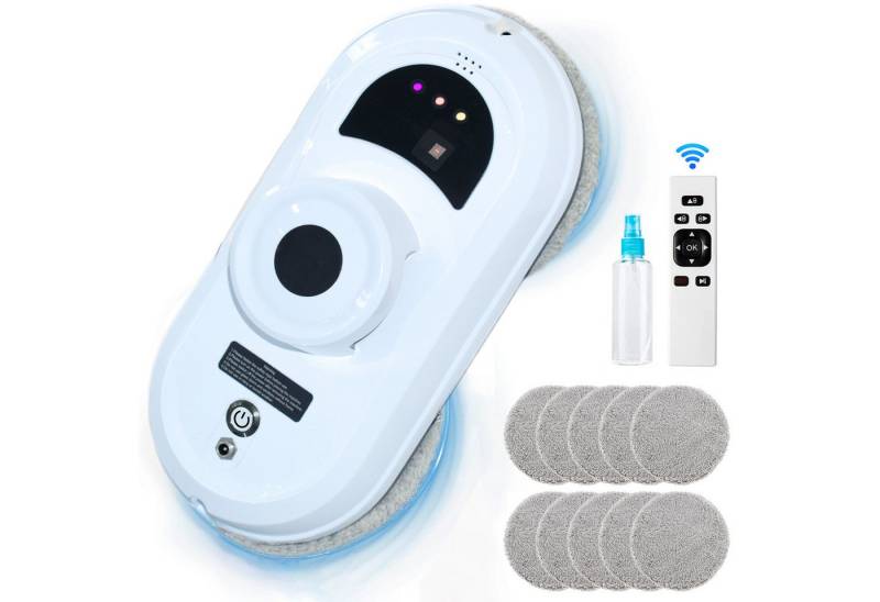 MOPUEA Fensterputzroboter 90W Intelligenter Fensterputzer Fenstersauger mit Fernbedienung, mit USV-Stromausfallschut Fensterreiniger Roboter Starker Saugkraft von MOPUEA