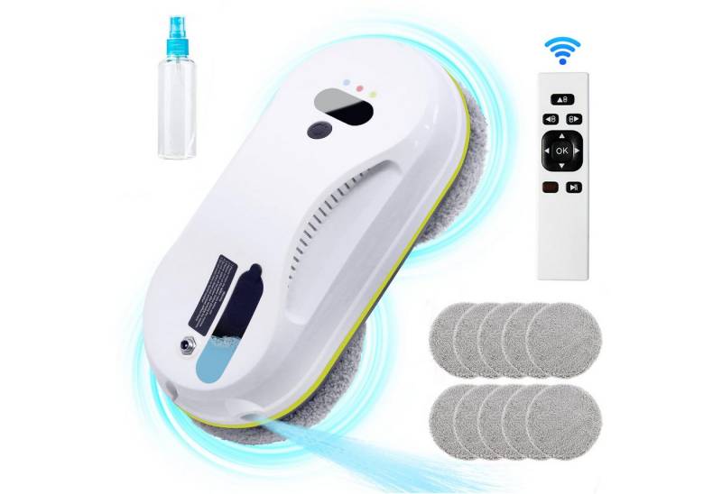 MOPUEA Fensterputzroboter Fensterreinigungsroboter Fensterputzer mit Water Tank: 30ml, mit USV-Stromausfallschut Fensterreiniger Roboter mit Fernbedienung von MOPUEA