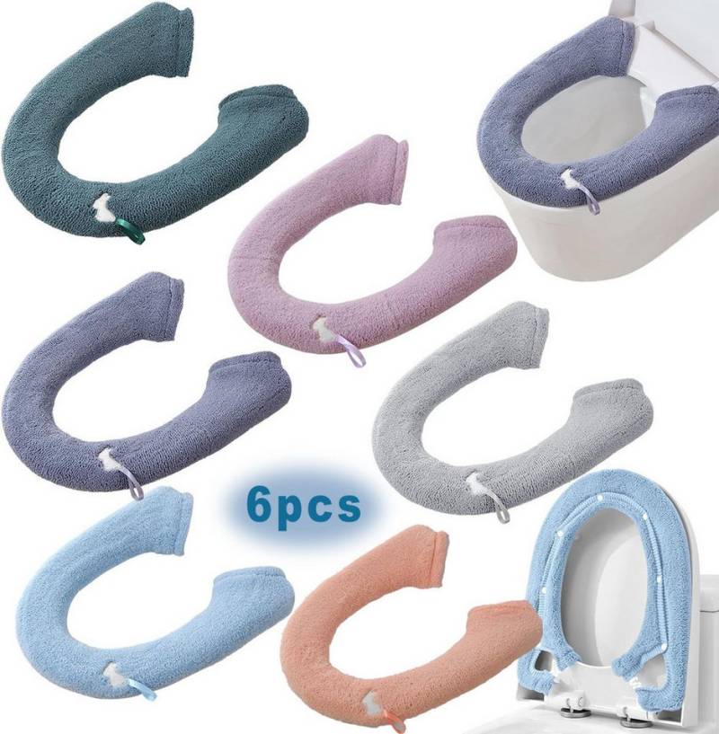 MOPUEA Soft-Toilettensitzerhöhung 6 Stück dickere Badezimmer Toilettensitzbezüge Weicher mit Griff, maschinenwaschbar und wiederverwendbar von MOPUEA