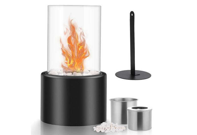 MOPUEA Tischfeuer Tischkamin aus Edelstahl mit Bio-Ethanol für Indoor & Outdoor (Alkoholofen aus Edelstahl, 1-St., Schwarz), Portable Desktop Alkohol Kamin von MOPUEA