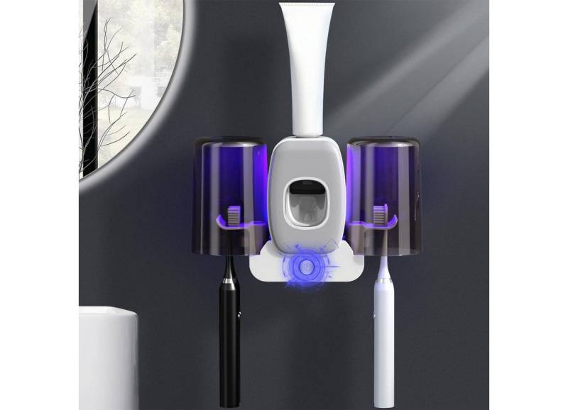 MOPUEA Zahnbürstenhalter Zahnbürstenhalter UV Desinfektions Zahnbürsten Halter mit 4 Schlitze, (Automatischer Zahnpastaspender, mit 2 herausnehmbarer Becher, 1-St., 20*6.6*13cm, für eine vierköpfige Familie), mit starkem Aufkleber, ohne Bohren MOPUEA Zahnbürstenhalter Zahnbürstenhalter UV Desinfektions Zahnbürsten Halter mit 4 Schlitze, (Automatischer Zahnpastaspender, mit 2 herausnehmbarer Becher, 1-St., 20*6.6*13cm, für eine vierköpfige Familie), mit starkem Aufkleber, ohne Bohren von MOPUEA