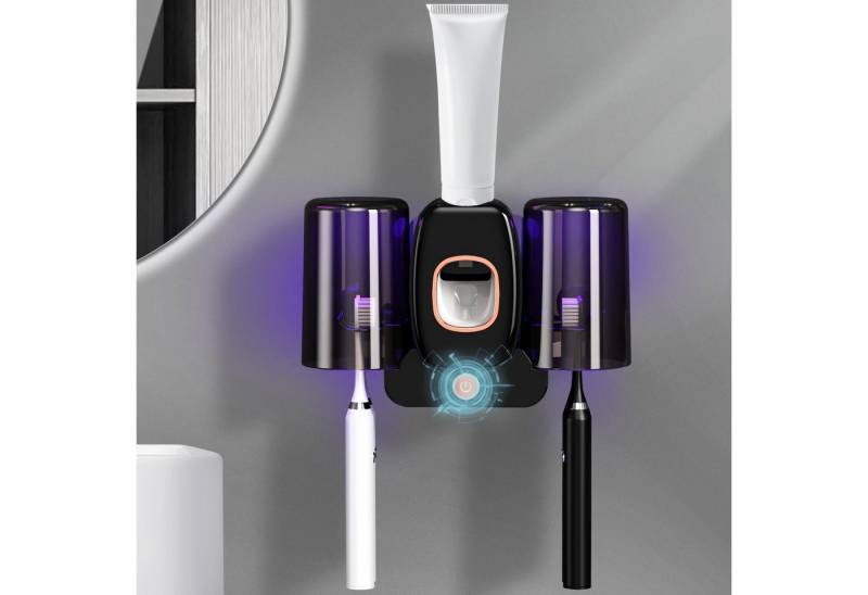 MOPUEA Zahnbürstenhalter Zahnbürstenhalter UV Desinfektions Zahnbürsten Halter mit 4 Schlitze, (Automatischer Zahnpastaspender, mit 2 herausnehmbarer Becher, 1-St., 20*6.6*13cm, für eine vierköpfige Familie), mit starkem Aufkleber, ohne Bohren MOPUEA Zahnbürstenhalter Zahnbürstenhalter UV Desinfektions Zahnbürsten Halter mit 4 Schlitze, (Automatischer Zahnpastaspender, mit 2 herausnehmbarer Becher, 1-St., 20*6.6*13cm, für eine vierköpfige Familie), mit starkem Aufkleber, ohne Bohren von MOPUEA