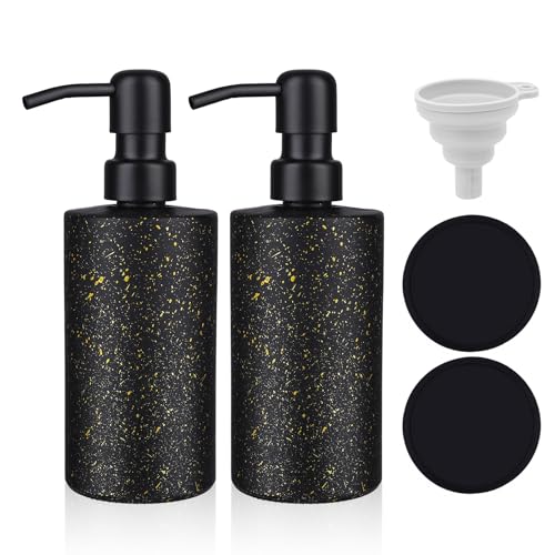 MOQAE Moderner Seifenspender Glas, 350ml Duschgel Spender Mit Pumpe Aus Edelstahl, Shampoo Flaschen Zum Befüllen, Soap Dispenser Mit Untersetzer Und Trichter,Handseifenspender Mit Matt Schwarzem Pumpe MOQAE Moderner Seifenspender Glas, 350ml Duschgel Spender Mit Pumpe Aus Edelstahl, Shampoo Flaschen Zum Befüllen, Soap Dispenser Mit Untersetzer Und Trichter,Handseifenspender Mit Matt Schwarzem Pumpe von MOQAE