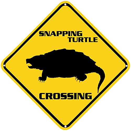 Snapping Turtle Crossing Warnschild Schnappschildkröte Schild Tier Wanddekoration für Zuhause Bauernhaus Hof Straße Qualität Metallschild 30,5 x 30,5 cm von MOQUN