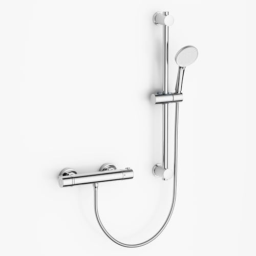MORADO Duschsystem mit Thermostat,Duscharmatur Kompletset,Duscharmatur mit Thermostat, (mit Brausegarnitur 700 mm),Dushe Wasserhahn,Handbrause mit 3 Funktionen,Chrom von MORADO