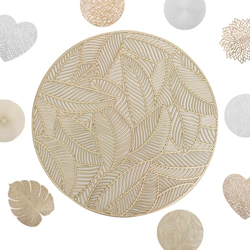 MORAINJAY 2er Set Platzdeckchen Gold Tischset PVC Ausgehöhlte Platzset Metallische Runde Tischsets, Waschbar Hitzebeständig Rutschfester Platz-Mattenc für Weihnachten Hochzeit Party MORAINJAY 2er Set Platzdeckchen Gold Tischset PVC Ausgehöhlte Platzset Metallische Runde Tischsets, Waschbar Hitzebeständig Rutschfester Platz-Mattenc für Weihnachten Hochzeit Party von MORAINJAY