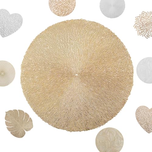 MORAINJAY 2er Set Platzdeckchen Gold Tischset PVC Ausgehöhlte Platzset Metallische Runde Tischsets, Waschbar Hitzebeständig Rutschfester Platz-Mattenc für Weihnachten Hochzeit Party MORAINJAY 2er Set Platzdeckchen Gold Tischset PVC Ausgehöhlte Platzset Metallische Runde Tischsets, Waschbar Hitzebeständig Rutschfester Platz-Mattenc für Weihnachten Hochzeit Party von MORAINJAY