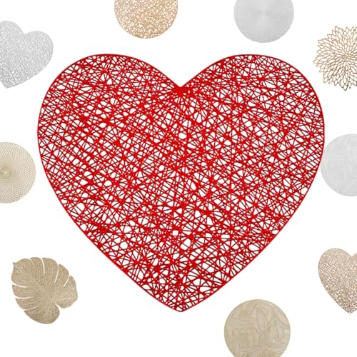 MORAINJAY 2er Set Platzdeckchen Rot Tischset PVC Ausgehöhlte Platzset Metallische Liebe Tischsets, Waschbar Hitzebeständig Rutschfester Platz-Mattenc für Weihnachten Hochzeit Party MORAINJAY 2er Set Platzdeckchen Rot Tischset PVC Ausgehöhlte Platzset Metallische Liebe Tischsets, Waschbar Hitzebeständig Rutschfester Platz-Mattenc für Weihnachten Hochzeit Party von MORAINJAY