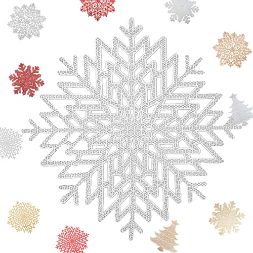 MORAINJAY 2er Set Platzdeckchen Silber Tischset PVC Ausgehöhlte Platzset Metallische Schneeflocke Tischsets, Waschbar Hitzebeständig Rutschfester Platz-Mattenc für Weihnachten Hochzeit Party MORAINJAY 2er Set Platzdeckchen Silber Tischset PVC Ausgehöhlte Platzset Metallische Schneeflocke Tischsets, Waschbar Hitzebeständig Rutschfester Platz-Mattenc für Weihnachten Hochzeit Party von MORAINJAY