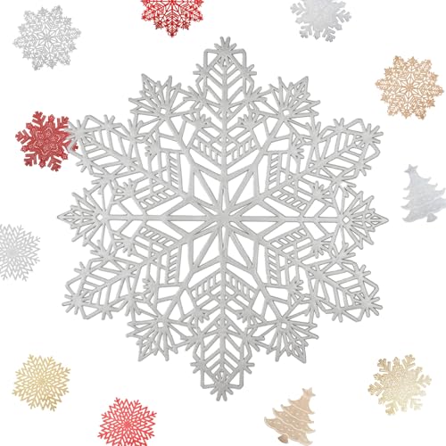 MORAINJAY 2er Set Platzdeckchen Silber Tischset PVC Ausgehöhlte Platzset Metallische Schneeflocke Tischsets, Waschbar Hitzebeständig Rutschfester Platz-Mattenc für Weihnachten Hochzeit Party MORAINJAY 2er Set Platzdeckchen Silber Tischset PVC Ausgehöhlte Platzset Metallische Schneeflocke Tischsets, Waschbar Hitzebeständig Rutschfester Platz-Mattenc für Weihnachten Hochzeit Party von MORAINJAY
